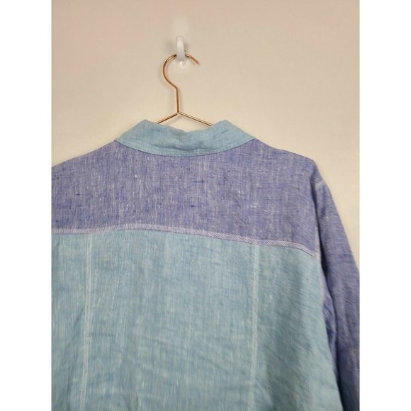 Focus Womens Blue Purple Linen Button Up Long Sleeve Lightweight Jacket Size XL - Picture 5 of 7